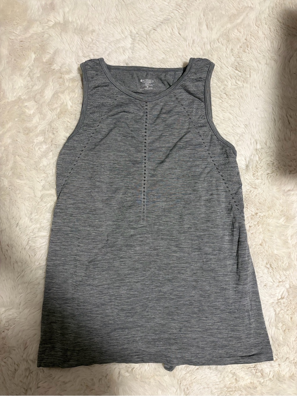 Athleta Gray Performance Tank with Eyelet Detail